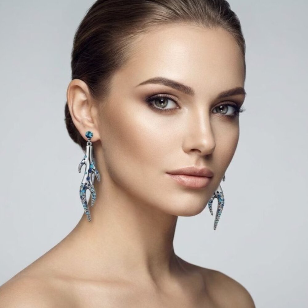 Vintage Swarovski Long Drop Domination Earrings – Ruthenium Crystal